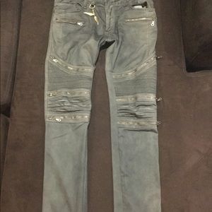 Men Olive Biker Robins Jeans